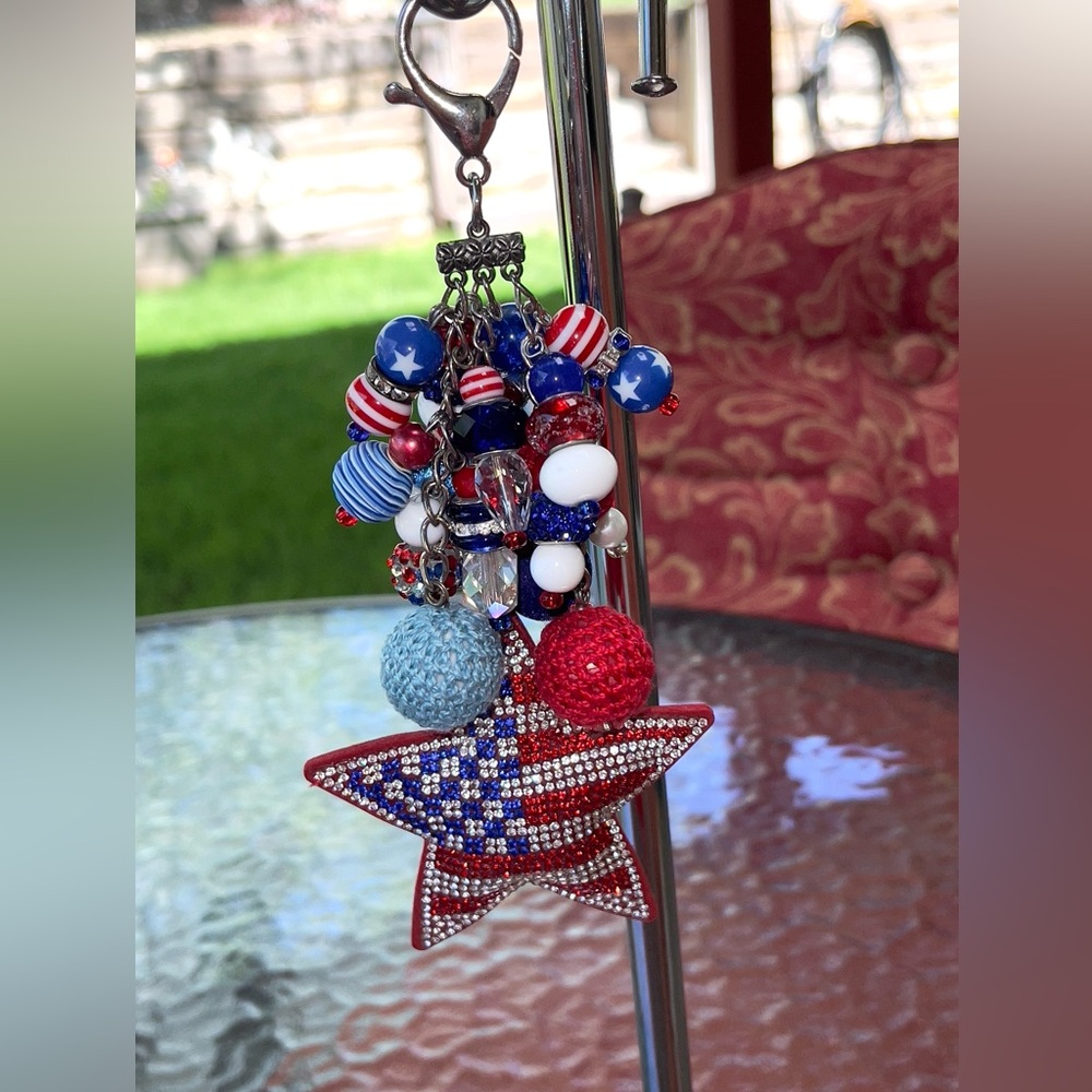 Custom Patriotic Purse Charm attached